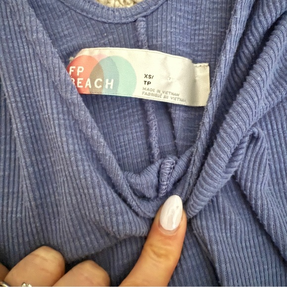 FP Beach Ribbed Mini Dress with Pockets | Size XS | Dusty Blue - Picture 5 of 8